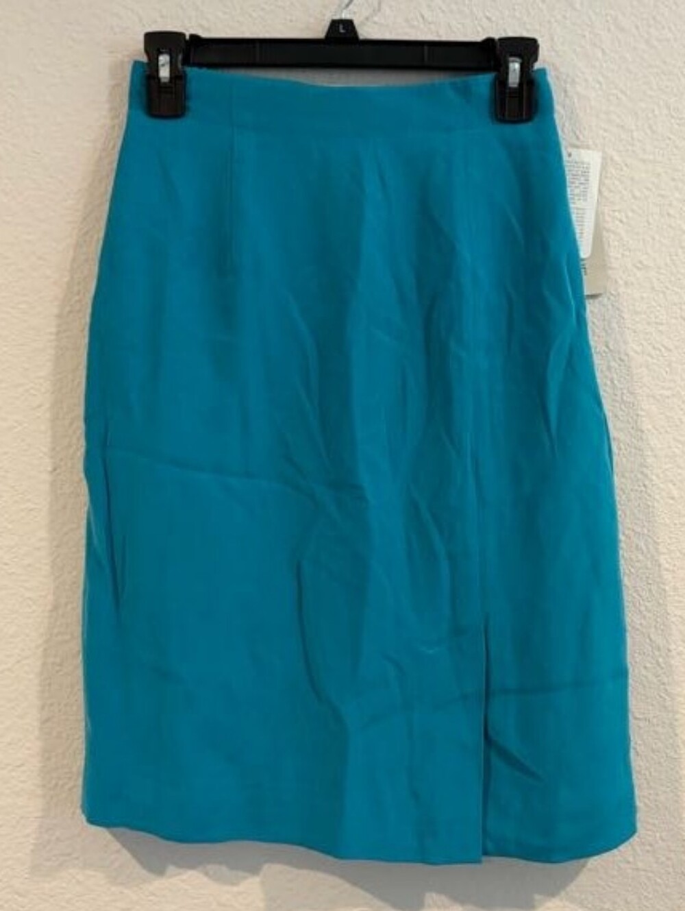 NEW Evan Picone Womens Classic Casual Turquoise 100% Silk Pencil Skirt Size 4